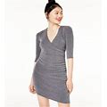 Speechless Women's Glitter Wrap Style Sheath Dress Silver Size 9