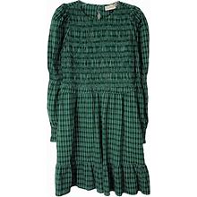 Universal Thread Dresses | Universal Thread Green White Plaid Cottagecore Ruffle Preppy Midi Dress Small | Color: Green/White | Size: S