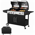 Royal Gourmet Zh3002c 3-Burner 25,500-Btu Dual Fuel Cabinet Gas And Charcoal Grill Combo With Cover