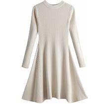 Female Maxi Dress Solid Color O-Neck Long Sleeve Knitted Slim Bottom With Fashionable A Line Formal Dresses For Woman