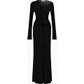 Women's Draped Long Dress - Black
