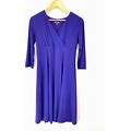 Nina Leonard Women's Dress Size XS Purple High Waist Long Sleeve V-Neck