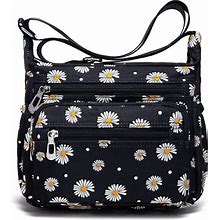 Nawoshow Nylon Floral Multi-Pocket Crossbody Purse Bags For Women Travel Shoulder Bag