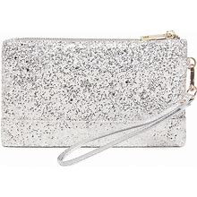 LAM GALLERY Sparkling Evening Clutch Silver Bride Purse For Wedding Bling Clutch Handbag For Party