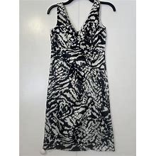 Donna Ricco Black And White Ruched Sleeveless Petite 4P Cocktail Dress