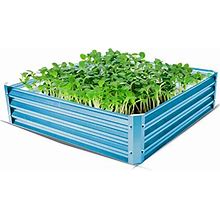 BACKYARD EXPRESSIONS PATIO . HOME . GARDEN 908073-NM Metal Raised Garden Bed For Vegetables-40"X 40"X 10.5"H-Teal-Backyard Expressions
