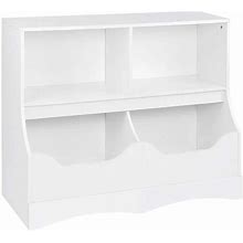 60 in. Wide White Kids Toy Storage With Bookcase