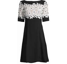 Shani Women's Lace Fit & Flare Crepe A-Line Dress - Black White - Size 12