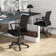 Ergonomic Desk Chair With Lumbar Support And Rocking Function-Black