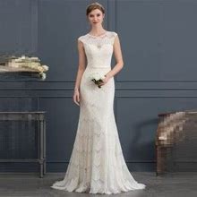 JJ's House Wedding Dress Bridal Dress White Cap Sleeves Long Scoop Mermaid Lace 2024