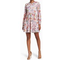 Love By Design Catherine Long Sleeve Mesh Babydoll Dress In Calm Sunday At Nordstrom Rack, Size X-Small