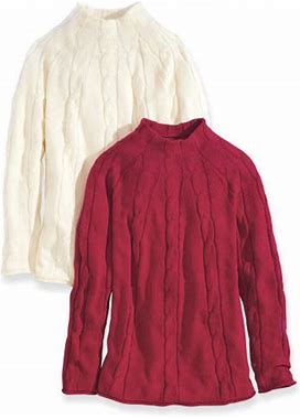 Cable Mockneck Sweater In Red Size 2X By Northstyle Catalog