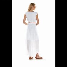 Ab Studio Dresses | Ab Studio Embroidered High-Low Gauze Dress | Color: White | Size: M