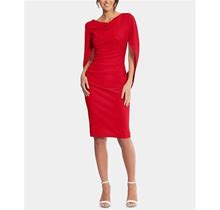 Betsy & Adam Caped Sheath Dress - Red - Size 10