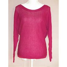 Venus Women's Dark Pink Pullover Long Sleeve Sweater Buttons On Back