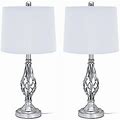 Tpamswo Retro Traditional Table Lamps Set Of 2, Spiral Cage Design Silver 24"...