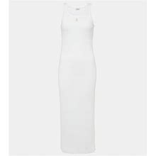 Brunello Cucinelli, Logo Embroidered Cotton Midi Dress, Women, White, XL, Dresses