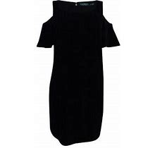 Ralph Lauren Women's Velvet Cold-Shoulder Shift Dress