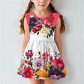Girls' 3D Floral Ruffle Dress Pink Sleeveless 3D Print Summer Daily Holiday Casual Beautiful Kids 3-12 Years Casual Dress Tank Dress Above Knee Polyes