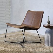 Slope Lounge Chair, Saddle Leather, Nut, Charcoal, Set Of 2, West Elm