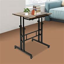 Inbox Zero Laius Adjustable Standing Desk W/ Wheels Home Office Workstation Wood/Metal In Brown/Gray | 23.62 W X 11.81 D In | Wayfair