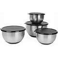 Geminis 18/10 SS 8Pc Mixing Bowl Set/ Black Lids, Essentials, Silver, Kitchen Tools & Utensils, By Berghoff