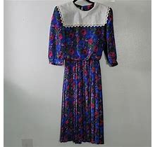 Lisa Petites Dresses | Vintage Lisa Petitesfloral Dress. | Color: Blue/Pink | Size: 10
