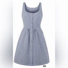 Shein Dresses | Button Up Sleeveless Dress | Color: Blue/White | Size: 2X