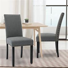 Andover Mills™ Behan Parsons Chair Wood/Upholstered/Fabric In Gray | 38 H X 17.5 W X 23 D In | Wayfair 66Dad2d2837aed9ea022a186c684adb9