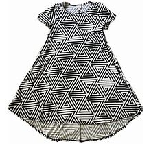 Lularoe Carly Dress Geometric Print Black White High Low Size Xs