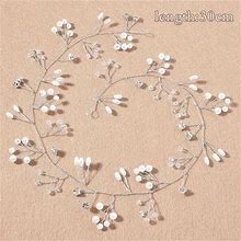 1 Pcs Bridal Rose Gold And Gold Silver Extra Long Pearl And Crystal Beads Bridal Hair Vine Wedding Head Piece Headband Hair Jewelry Hair Accessories (Silver 30CM) Elegant,One-Size