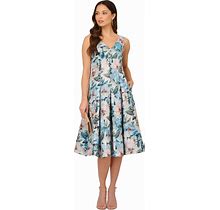 Adrianna Papell Women's Floral Jacquard Midi Dress - Blue Multi