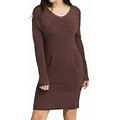 Prana Dress Womens Xs Avalone Sweater Dress Brown Long Sleeve V-Neck