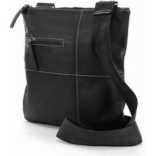 Amerileather Slim Leather Crossbody Bag, Black