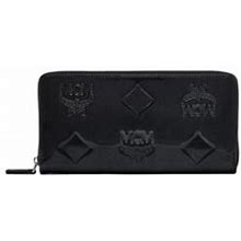 MCM Women's Large Aren Embossed Patent Leather Wallet - Black