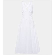 Alaia, Cotton Poplin Midi Dress, Women, White, US 10, Dresses
