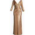 Tadashi Shoji - Ryah Metallic Draped Gown - Women - Polyester/Spandex/Elastane - XXXL - Gold