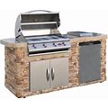 Cal Flame 3 -Piece 4-Burner Liquid Propane BBQ Grill Islands Stone, Stainless Steel In Gray | 38 H X 83.5 W X 27 D In | Wayfair