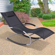 Outsunny Zero Gravity Chaise Rocker Patio Lounge Chairs With Recliner W/ Detachable Pillow & Weather-Fighting Fabric, Black