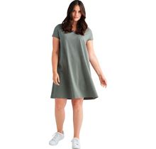 Plus Size Women's A-Line Tee Dress By Ellos In Olive Grey (Size 26/28)