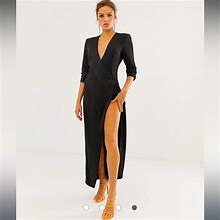 Asos Dresses | Asos Design Maxi Tux Dress In Crepe, Seize Us 4 / Uk 8 | Color: Black | Size: 4