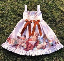 Lady Lolita Peter Pan Collar Bows Dress Ruffled Swing Dolly Skirts