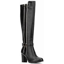 New York & Company Womens Andrina Block Heel Over The Knee Boots | Black | Regular 10 | Boots Over The Knee Boots