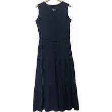 Denim & Company Dresses | Denim & Company Women's Navy Sleeveless V Neck Prairie Ruffle Maxi Dress Xl | Color: Blue | Size: Xl
