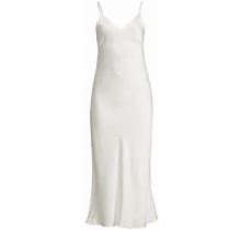 Ginia Women's Silk Slip Maxi Dress - Creme - Size Medium