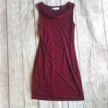 Loft Dresses | Ann Taylor Loft Red Striped Dress Size S Petite - Cowl Neck Jersey Knit Lined | Color: Red | Size: Sp