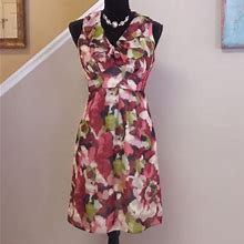 Loft Dresses | Ann Taylor Loft Petites/ Sleeveless/ Floral Dress | Color: Black/Green/Pink/Yellow | Size: 4P