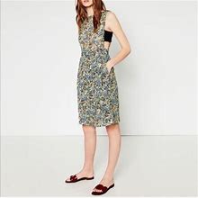 Zara Dresses | Zara Sheer Top Open Side Guipure Floral Dress | Color: Gray | Size: S