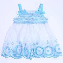 Pre-Owned Mayoral Girls White & Blue Sun Dress Size: 6 Months