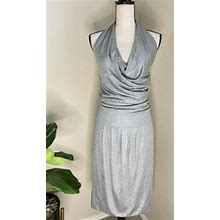 Maxmara Womens Grey Knit Halter Rayon Stretch Midi Dress Sz 42 /Us 8